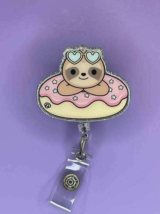 Donut Sloth Badge Reel